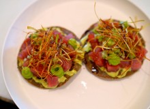 Two tostadas with vegetables.