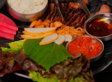 Closeup of Korean ssam board