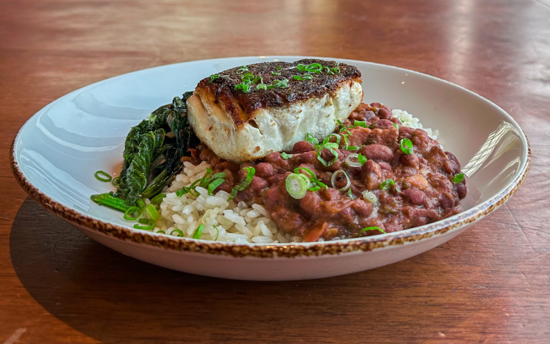 Sweet Home Cafe - Red Beans and Rice with Seared Rockfish