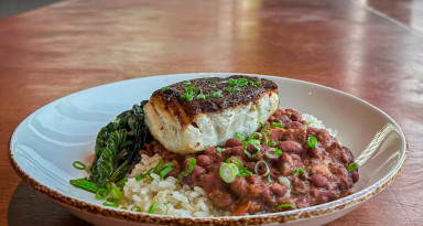 Sweet Home Cafe - Red Beans and Rice with Seared Rockfish