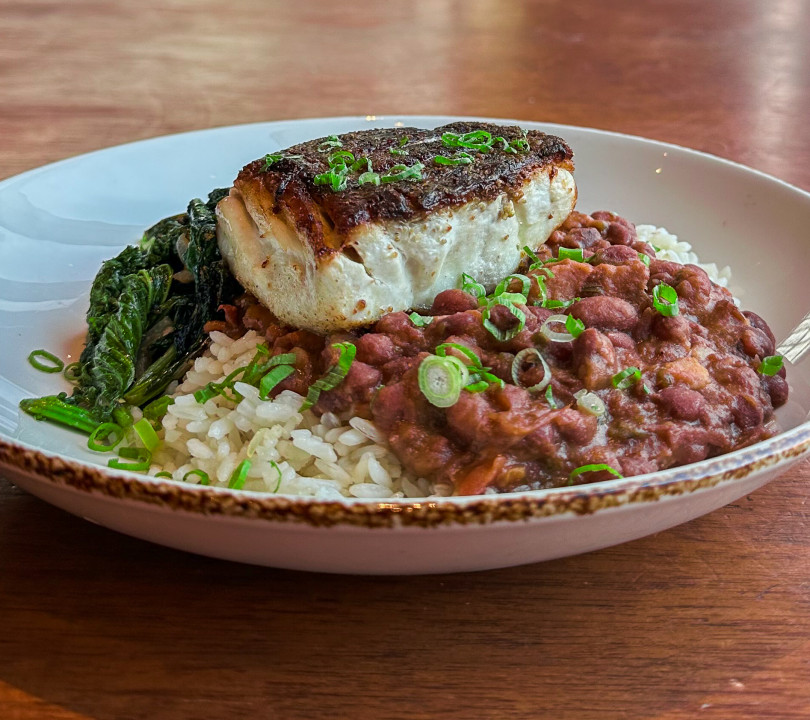 Sweet Home Cafe - Red Beans and Rice with Seared Rockfish